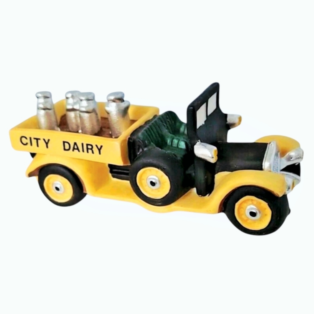 Department 56 Heritage Village Transport "City Dairy" Yellow Milk Truck (1988)